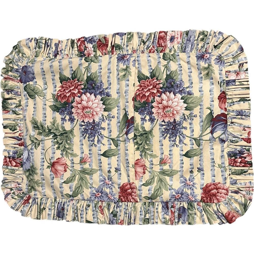 2 Custom Yellow Floral Continental Ruffle Feather Down Filled Pillow 24 X 32